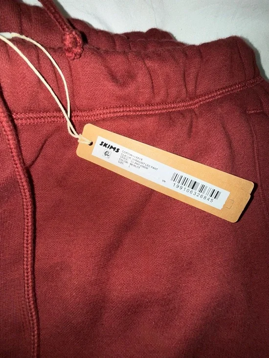 NWT SKIMS Fleece Classic Cotton Straight Leg Pant Merlot L - Picture 8 of 8